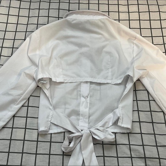 y2k white cropped blouse flannel button top - Picture 4 of 5